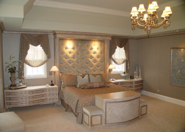 Classic tufted headboard design with gorgeous in-built lighting