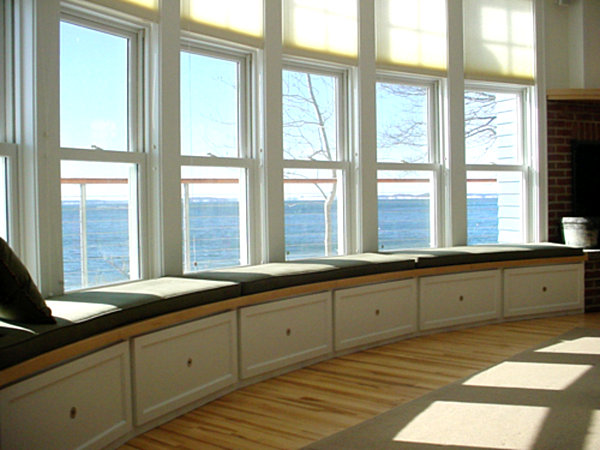 Clean-lined bay window seating