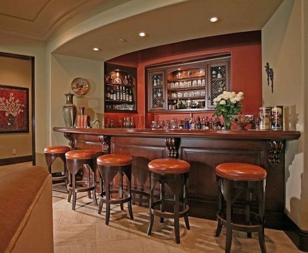 Elegant home bar with pleasing colors and form