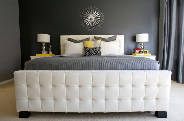 Elegant tufted headboard completes this soothing bedroom