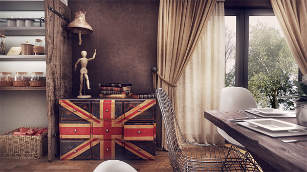 Giant wooden shelf that stands out sporting the Union Jack