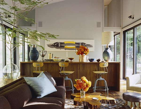 Industrial bar stools in a vintage space