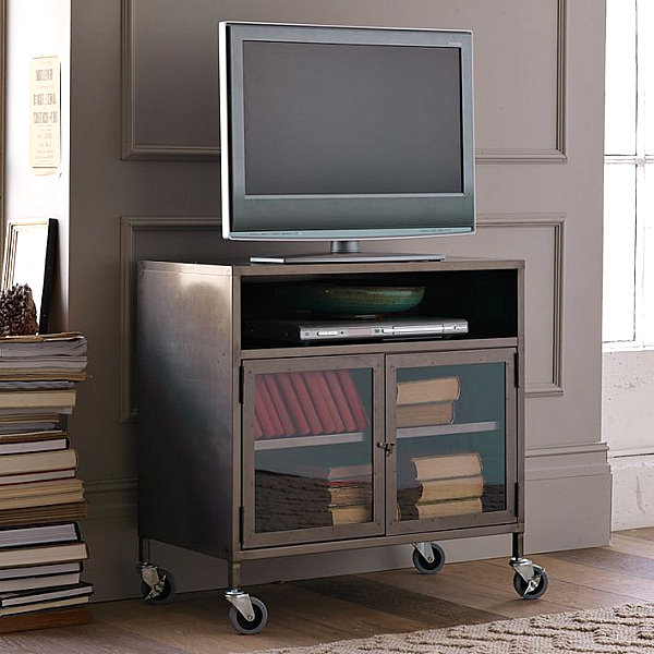 Industrial metal TV cart