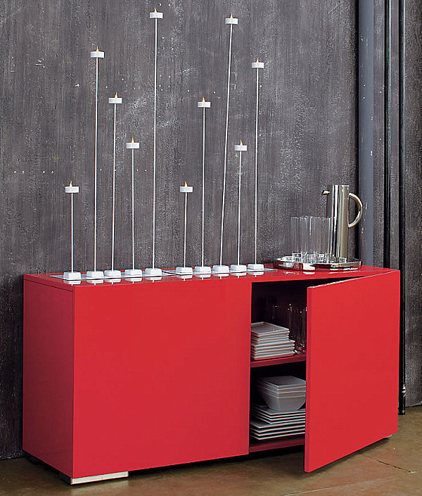 Modern red credenza