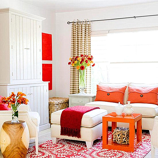 Orange and pink living room