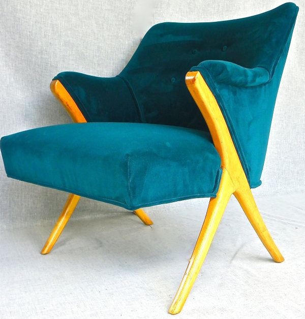 Peacock blue Mid-Century modern armchair