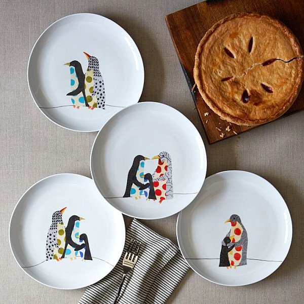 Penguin holiday plates