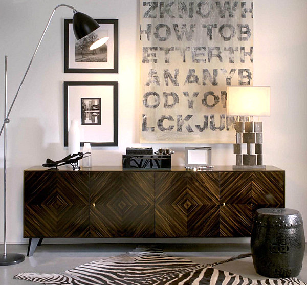 Sideboard with a diamond motif