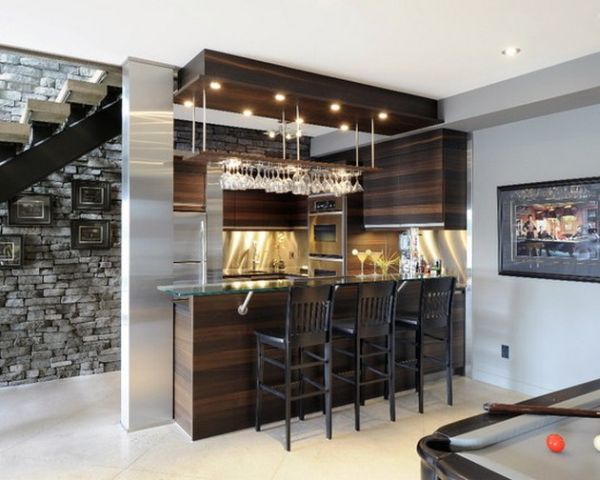 Simple home bar design placed under the staircase