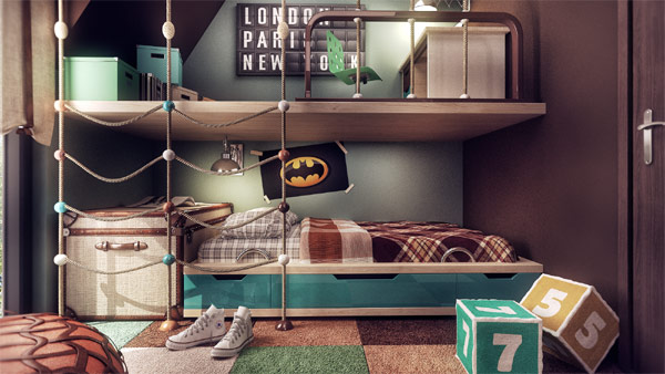 Space-saving-bunker-beds-for-the-kids-room