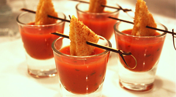 Tomato soup in glasses