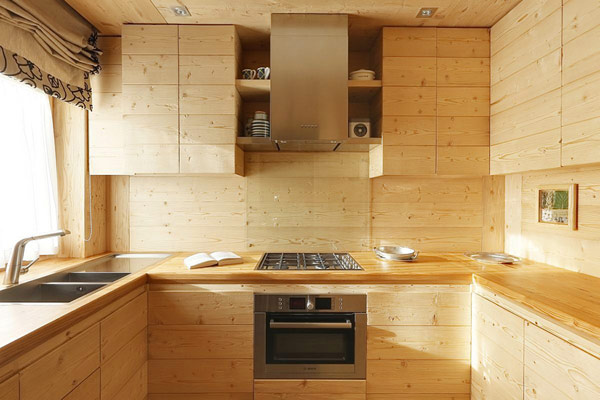 all wood rustic kitchen