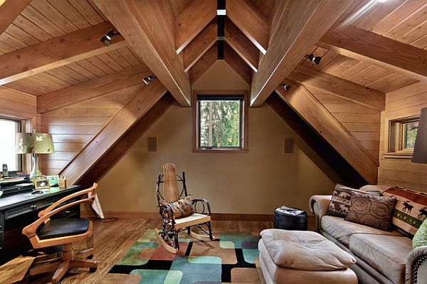 beautiful study room in the attic