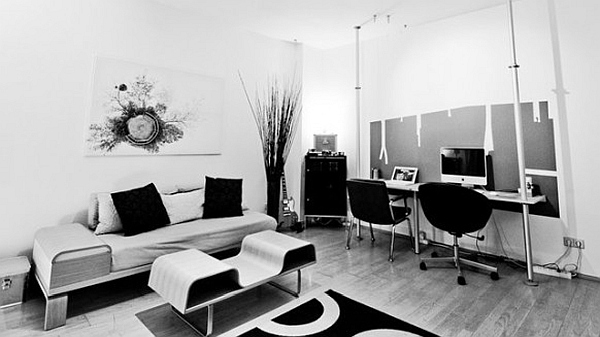 black-and-white-study-room