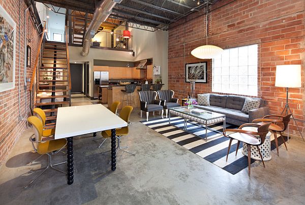 industrial style loft design with nested study room