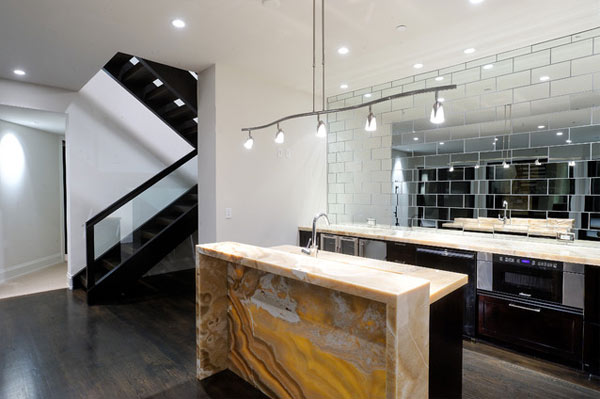 mirrored kitchen wall tiles