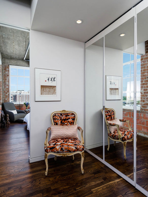 modern living room mirror wall