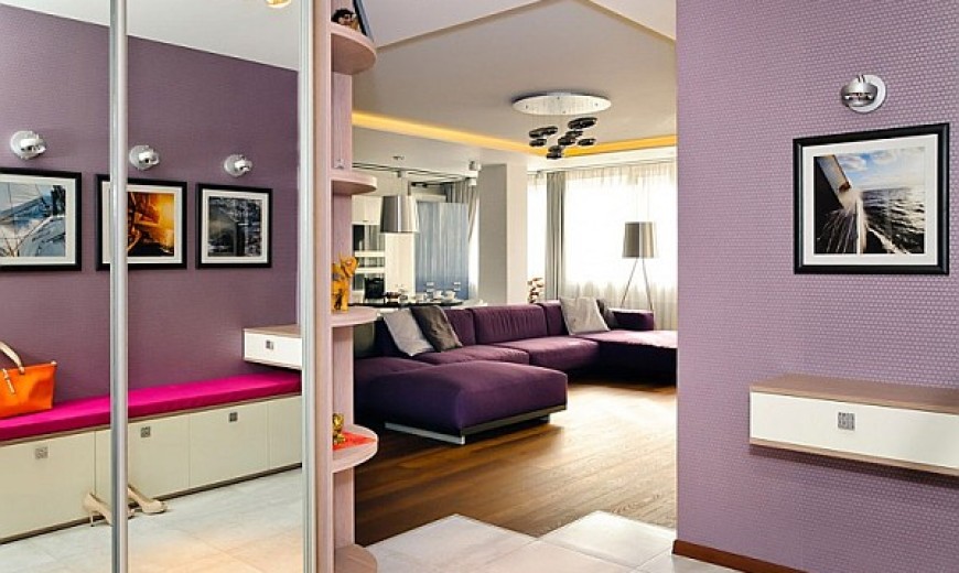 Contemporary Apartment in Ukraine With Stylish Furniture & Purple Hues by Eno Getiashvili
