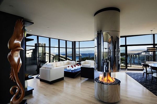 round central fireplace design