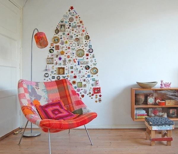 space saving christmas tree wall idea