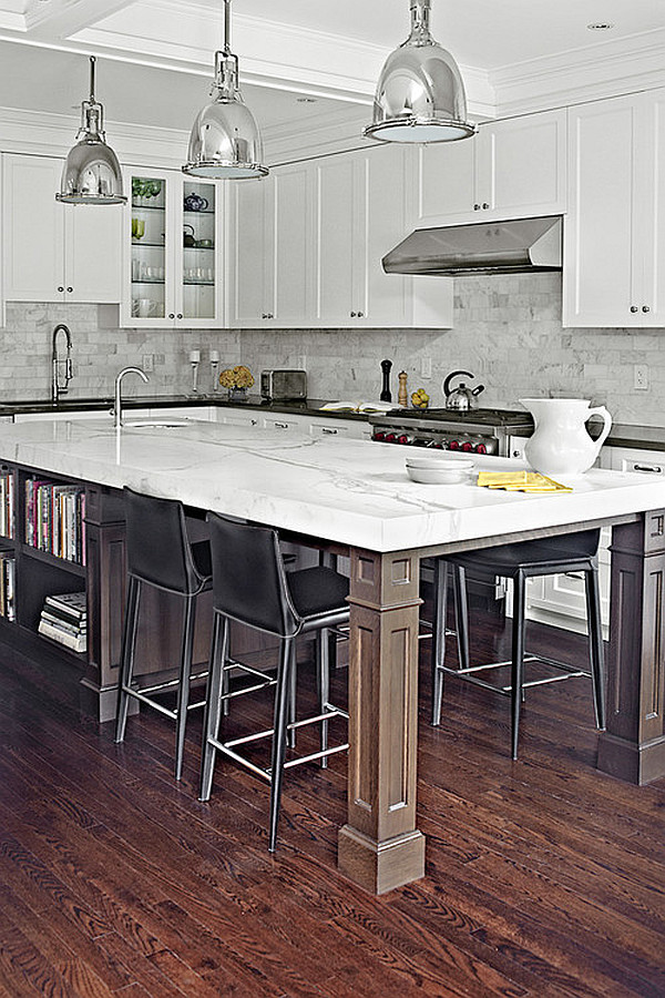 Traditional Kitchen Island With Storage And Dining Space 