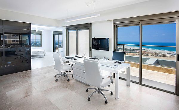 Ultra contemporary white home office design