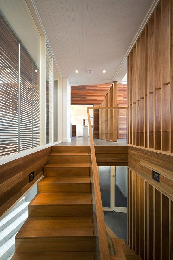 wood staircase and wood wall dividers