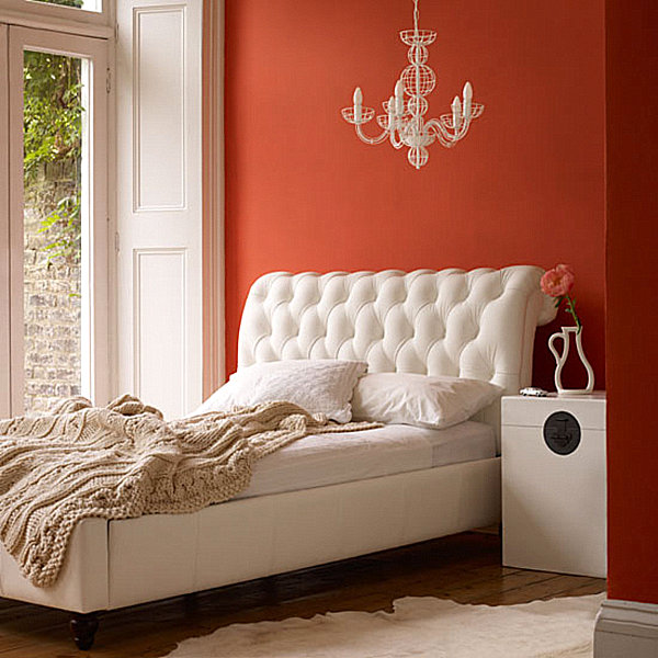 A chic orange small bedroom