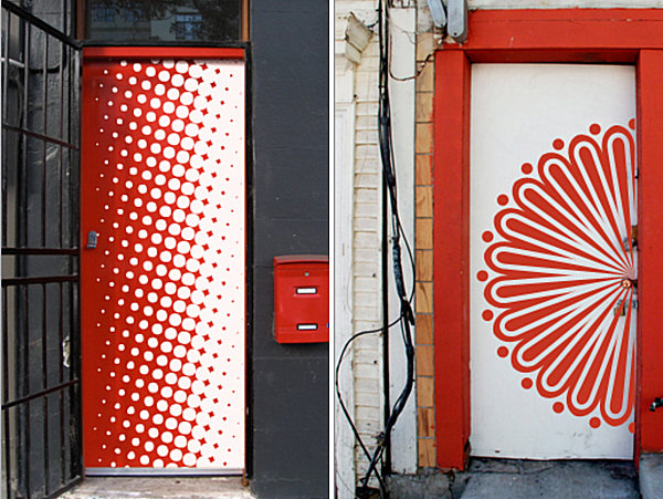 Artistic wall decals for the door