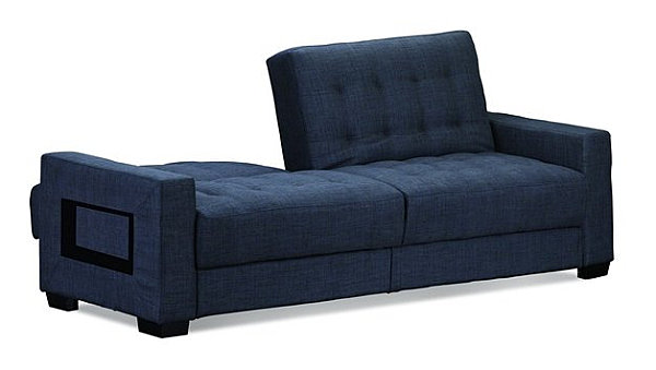 Blue sofa bed in transition
