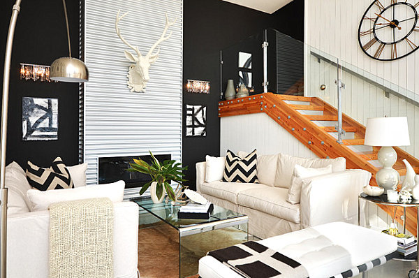 Bold patterns in a compact living room