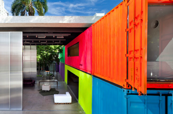 Brilliantly painted shipping container home in Brazil