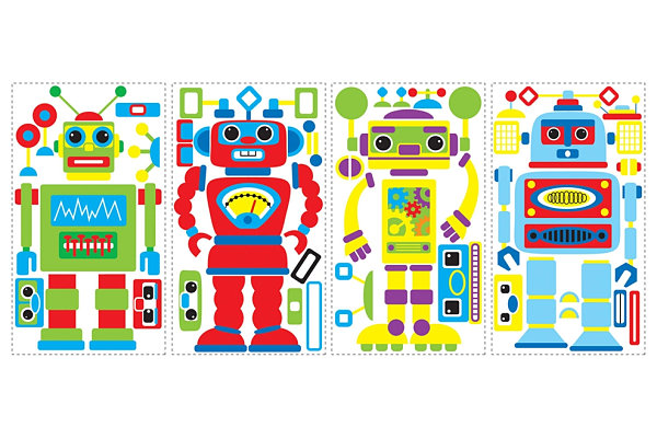 Build your own robot wall decals