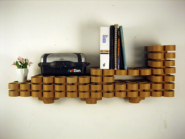 Cardboard tube wall shelves