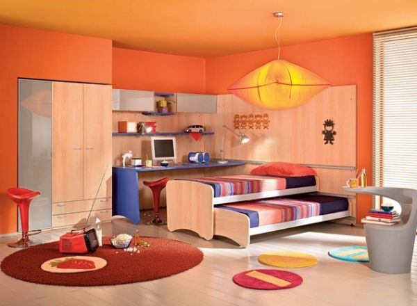 Contemporary Colorful Kids' Bedroom with a Vivacious Trundle Bed