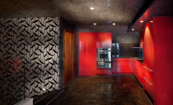 Contemporary red kitchen