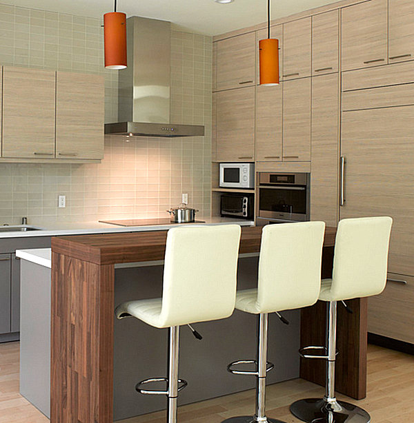 Contemporary wooden kitchen bar design