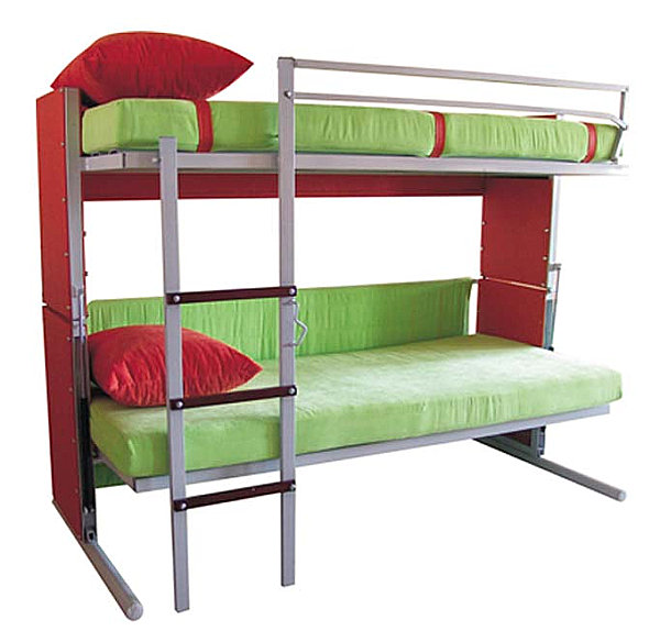 Convertible bunk beds in red