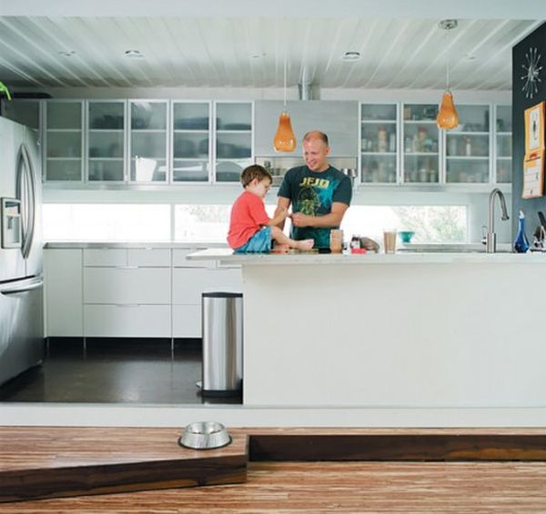 Cordell Shipping Container House- Contemporary kitchen with ergonomic form