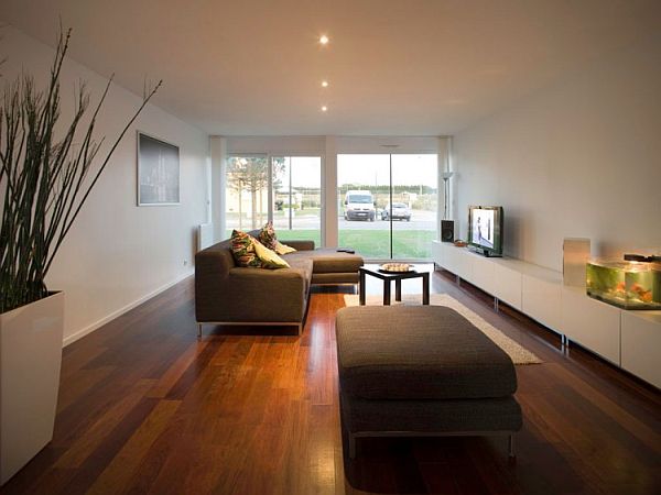 CrossBox Container Home- Warmly lit with a view of the world outside