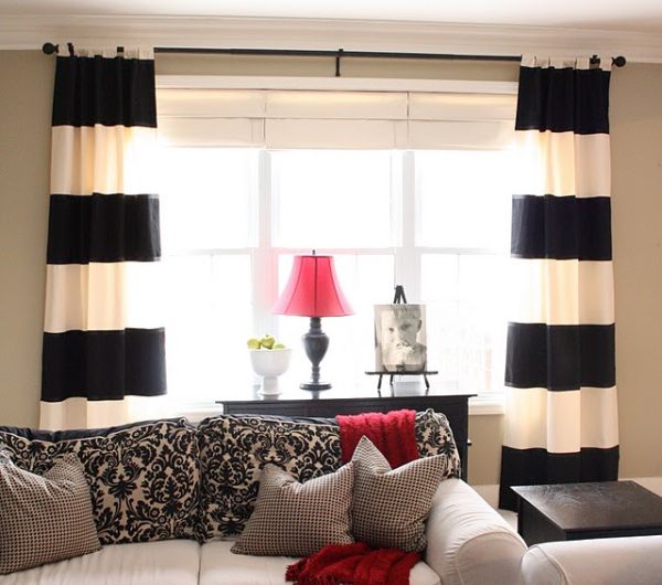 DIY black and white striped curtains