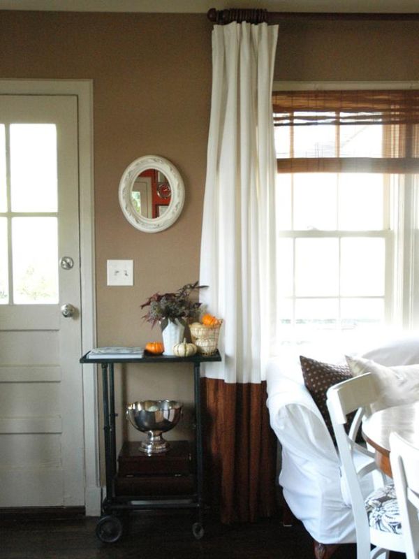 DIY brown and white curtains