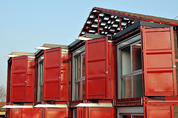 Doors of the shipping containers are left intact giving a privacy option