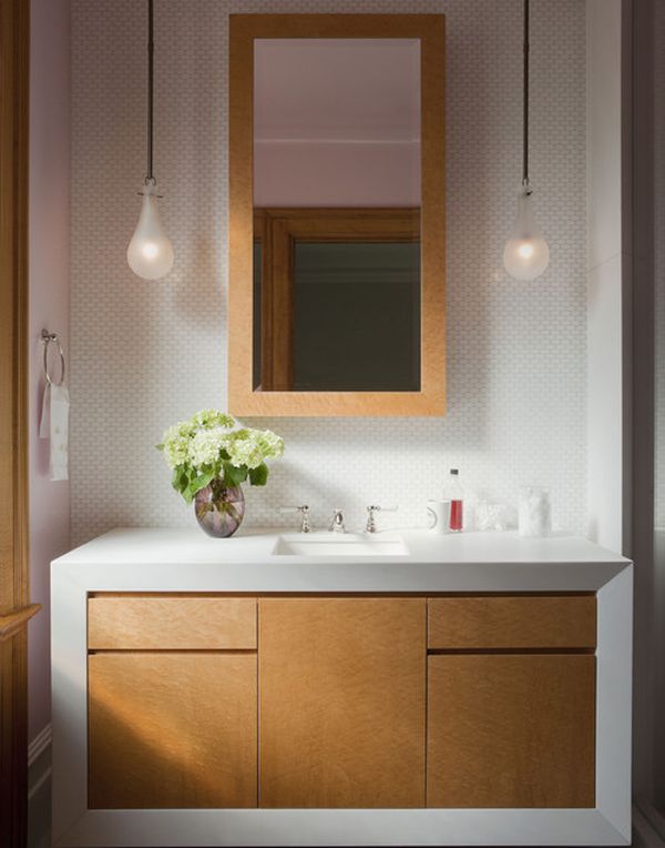 Effervescent contemporary bathroom vanity design is perfect for the chic home