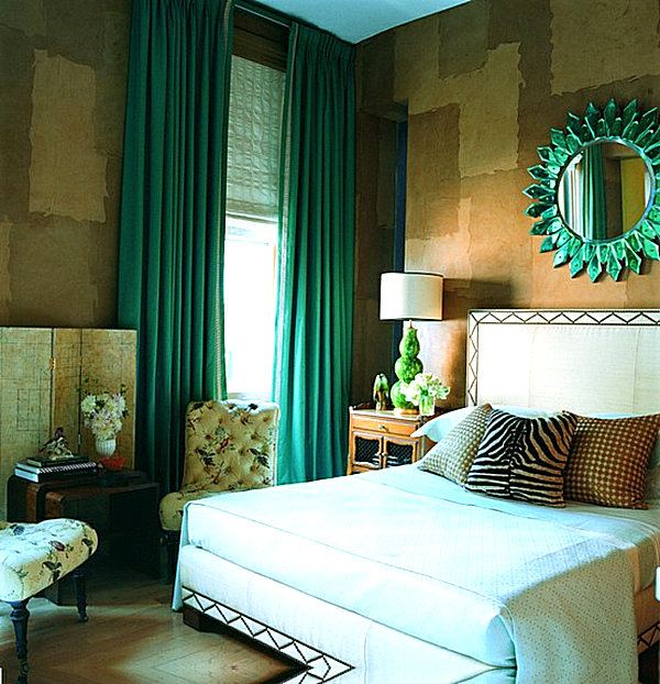 Emerald green drapes for the bedroom