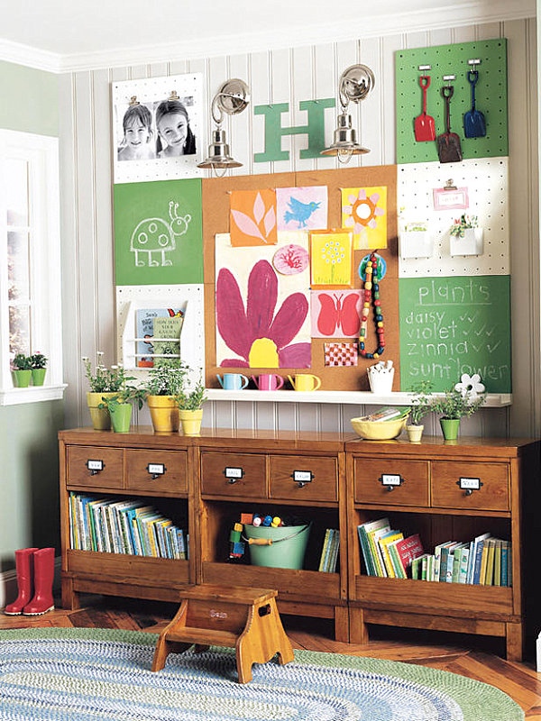 Garden-themed bedroom for kids