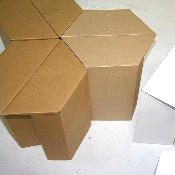 Hexagonal cardboard stools