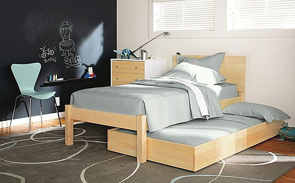 Hideaway twin bed for a kids' room