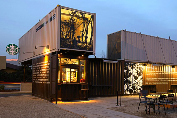 Innovative Starbucks design in Washington crafted from shipping containers