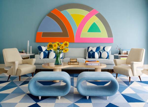 Living room with geometric flair